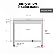 Table inox 600 x 500 mm adossée avec renfort / GOLDINOX