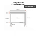 Table inox 600 x 500 mm avec renfort sur roulettes / GOLDINOX