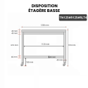 Table inox 1200 x 500 mm avec renfort sur roulettes / GOLDINOX