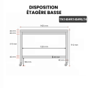 Table inox 1400 x 500 mm avec renfort sur roulettes / GOLDINOX