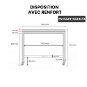 Table inox 1500 x 500 mm avec renfort sur roulettes / GOLDINOX