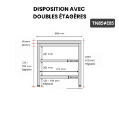 Table inox 800 x 500 mm avec 2 étagères / GOLDINOX