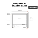 Table inox 1000 x 500 mm avec 2 étagères / GOLDINOX