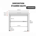 Table inox 500 x 500 mm adossée avec 2 étagères / GOLDINOX