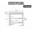 Table inox 500 x 500 mm adossée avec 2 étagères / GOLDINOX