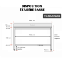 Table inox 2000 x 500 mm adossée avec 2 étagères / GOLDINOX