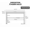 Table inox 2000 x 500 mm adossée avec 2 étagères / GOLDINOX