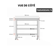 Table inox 800 x 500 mm avec 2 étagères sur roulettes / GOLDINOX