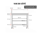Table inox 500 x 500 mm adossée avec 2 étagères sur roulettes / GOLDINOX