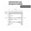 Table inox 500 x 500 mm adossée avec 2 étagères sur roulettes / GOLDINOX