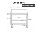 Table inox 2000 x 500 mm adossée avec 2 étagères sur roulettes / GOLDINOX