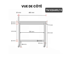 Table inox 1600 x 500 mm adossée sur roulettes / GOLDINOX