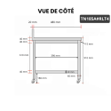 Table inox 1800 x 500 mm adossée sur roulettes / GOLDINOX