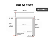 Table inox 600 x 500 mm adossée avec renfort / GOLDINOX