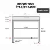 Table inox soubassement 600 x 500 mm adossée / GOLDINOX