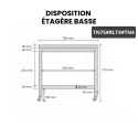 Table inox soubassement 700 x 500 mm sur roulettes / GOLDINOX