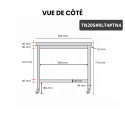 Table inox soubassement 2000 x 500 mm sur roulettes / GOLDINOX