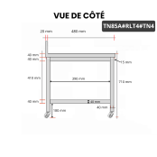 Table inox soubassement 800 x 500 mm adossée sur roulettes / GOLDINOX
