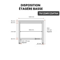 Table inox soubassement 1200 x 500 mm avec renfort / GOLDINOX