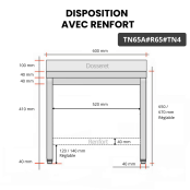 Table inox soubassement 600 x 500 mm adossée avec renfort / GOLDINOX