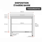 Table inox soubassement 600 x 500 mm adossée avec renfort / GOLDINOX