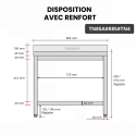 Table inox soubassement 700 x 500 mm adossée avec renfort / GOLDINOX