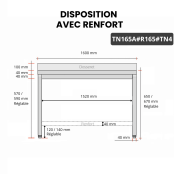 Table inox soubassement 1600 x 500 mm adossée avec renfort / GOLDINOX