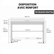 Table inox soubassement 1800 x 500 mm adossée avec renfort / GOLDINOX
