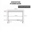 Table inox soubassement 1200 x 500 mm avec renfort sur roulettes / GOLDINOX