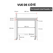 Table inox soubassement 1500 x 500 mm adossée avec renfort sur roulettes / GOLDINOX