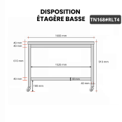 Table inox 1600 x 800 mm sur roulettes / GOLDINOX