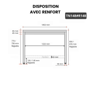 Table inox 1400 x 800 mm avec renfort / GOLDINOX