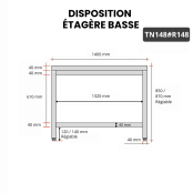 Table inox 1400 x 800 mm avec renfort / GOLDINOX