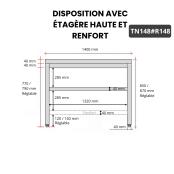 Table inox 1400 x 800 mm avec renfort / GOLDINOX