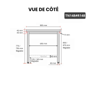 Table inox 1400 x 800 mm avec renfort / GOLDINOX