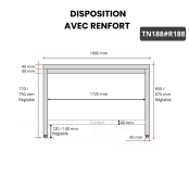 Table inox 1800 x 800 mm avec renfort / GOLDINOX