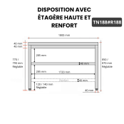 Table inox 1800 x 800 mm avec renfort / GOLDINOX