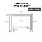 Table inox 1600 x 800 mm avec renfort sur roulettes / GOLDINOX
