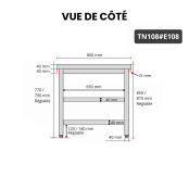 Table inox 1000 x 800 mm avec 2 étagères / GOLDINOX