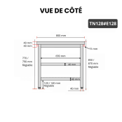 Table inox 1200 x 800 mm avec 2 étagères / GOLDINOX