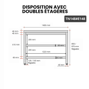 Table inox 1400 x 800 mm avec 2 étagères / GOLDINOX