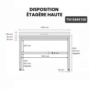 Table inox 1500 x 800 mm avec 2 étagères / GOLDINOX