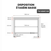Table inox 1600 x 800 mm avec 2 étagères / GOLDINOX