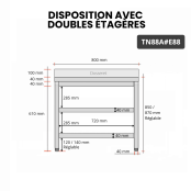 Table inox 800 x 800 mm adossée avec 2 étagères / GOLDINOX