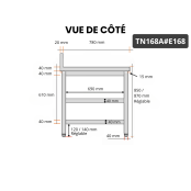 Table inox 1600 x 800 mm adossée avec 2 étagères / GOLDINOX