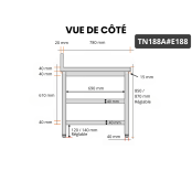 Table inox 1800 x 800 mm adossée avec 2 étagères / GOLDINOX