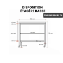 Table inox 800 x 800 mm avec 2 étagères sur roulettes / GOLDINOX