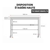 Table inox 1800 x 800 mm avec 2 étagères sur roulettes / GOLDINOX