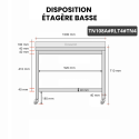 Table inox soubassement 1000 x 800 mm adossée sur roulettes / GOLDINOX 