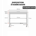 Table inox soubassement 1200 x 800 mm adossée sur roulettes / GOLDINOX 